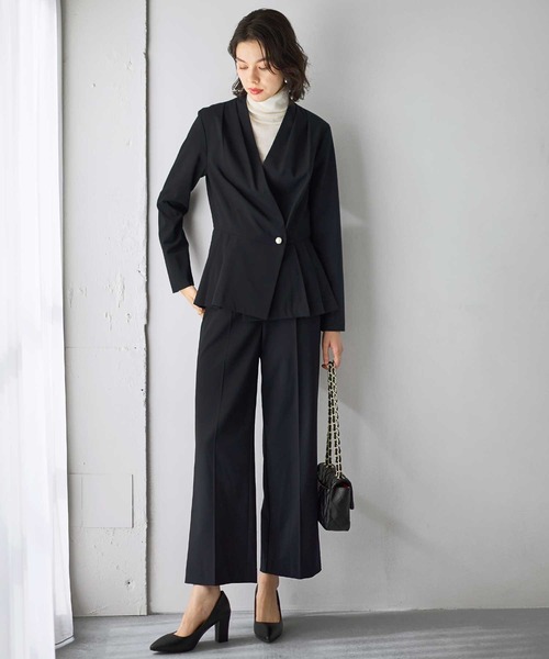 Batsheva  バットシェバ パールボタンペプラムセットアップスーツ  ブルー 2 Batsheva バットシェバ パールボタンペプラムセットアップスーツ
