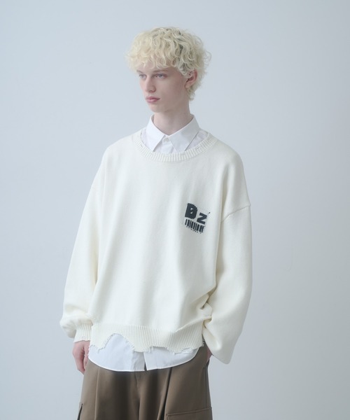 ダメージデニムとロゴトップセット♡ ダークウォッシュカーブデニム（デニムパンツ）｜CONZ（コンズ