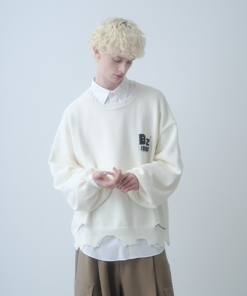 DOOPZ セーター ニット Logo Damage Knit - ロゴダメージニット