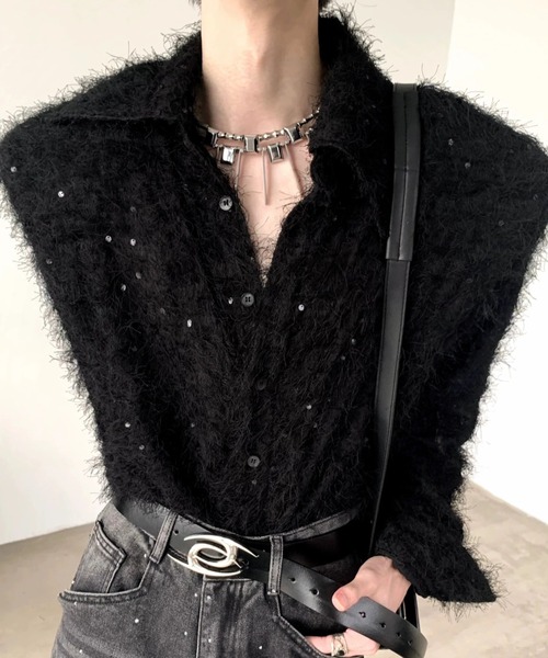Otte シャツ スパンコールフェザーニットシャツ メンズ レディース