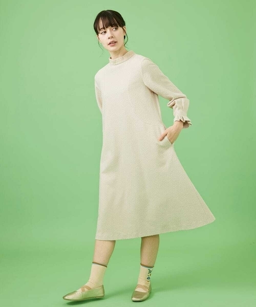 Jocomomola（ホコモモラ） ワンピース カットソーツイード ワンピース