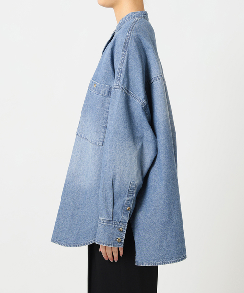 Spick＆Span ブラウス シャツ バンドカラーボックスダンガリー