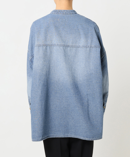 Spick＆Span ブラウス シャツ バンドカラーボックスダンガリー