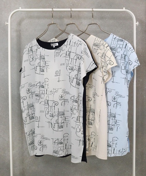 STUDIO PICONE（スタジオピッコーネ） tシャツ 前後切替線画冷感プル