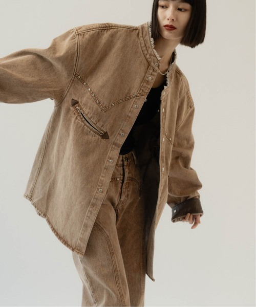 ブラウス シャツ western denim over shirt(unisex) レディース メンズ