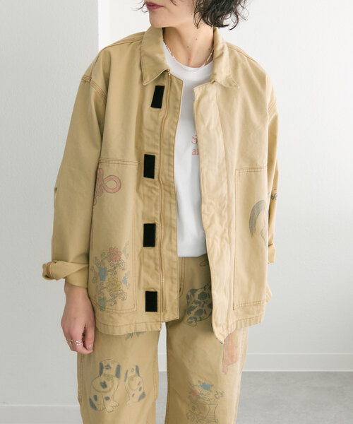 ear PAPILLONNER ベージュ 洗えるMA-1風 テーラードジャケット ear PAPILLONNER（イアパピヨネ）の「洗えるMA-1ジャケット