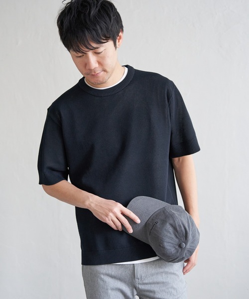 gelatopiqué 半袖ニット ポロ襟ボタン付き半袖ニットトップス（ニット/セーター