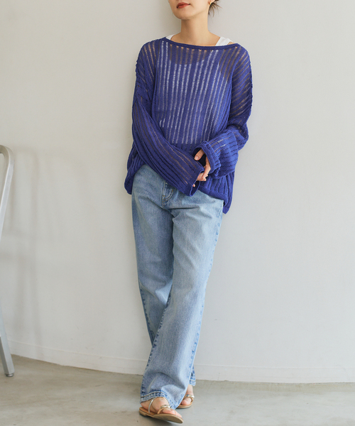 あいうニット yuiさんコラボ＞シアーモヘアニットプルオーバー（ニット