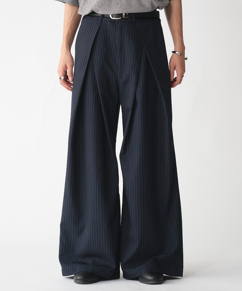 ワイド スラックスパンツ S〜XL タック selle glant スラックス CROSS TUCK WIDE SLACKS PANTS/クロス