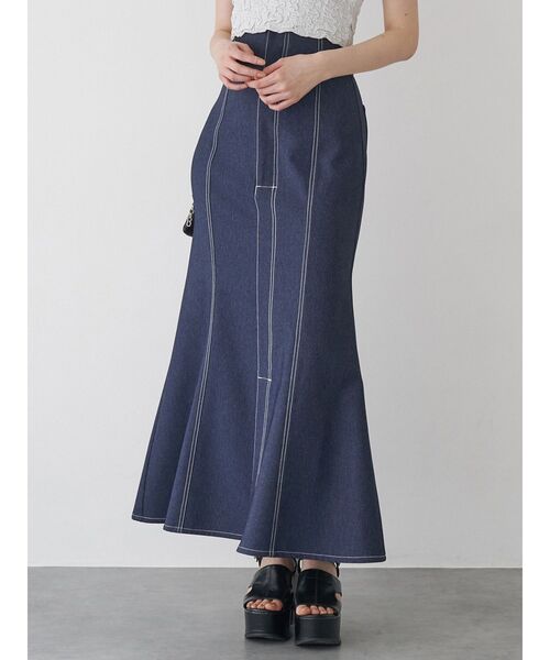 みゅー　Aスカート MURUA スカート 異素材MIXスリットスカート : ZOZOTOWN Yahoo!店