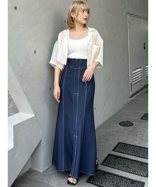 MURUA スカート デニムライクステッチスカート : ZOZOTOWN Yahoo
