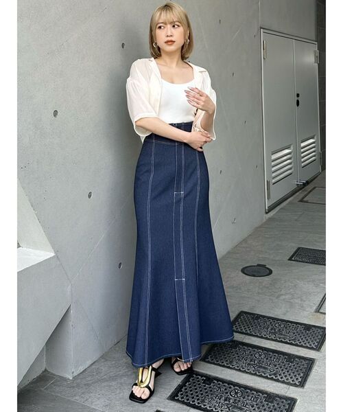 MURUA スカート デニムライクステッチスカート : ZOZOTOWN Yahoo