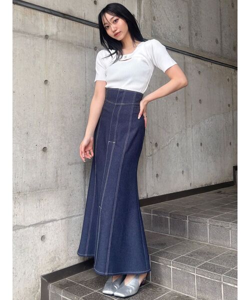 288 PGG 定価25,300円 スカート TECHNO STRECH 1 M MURUA スカート デニムライクステッチスカート : ZOZOTOWN Yahoo