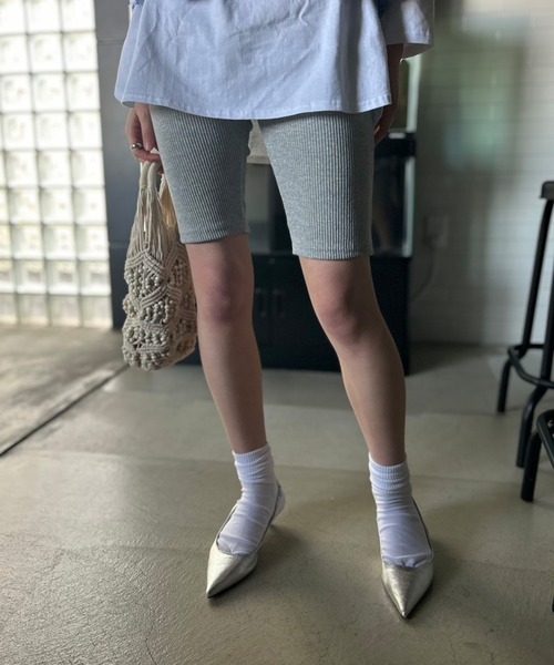 Kotoe レギンス スパッツ リブ ハーフレギンス レディース