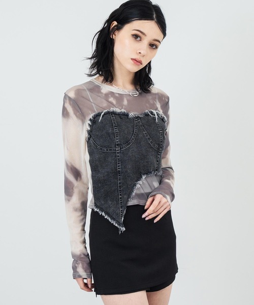 信頼も高い ANAP tシャツ デニムビスチェ ドッキング シアートップス トップス