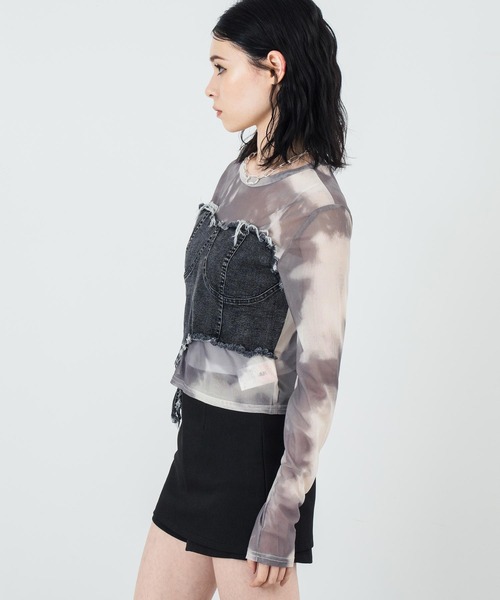 ANAP tシャツ デニムビスチェ ドッキング シアートップス