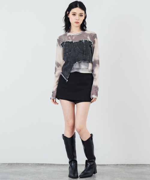 ANAP tシャツ デニムビスチェ ドッキング シアートップス