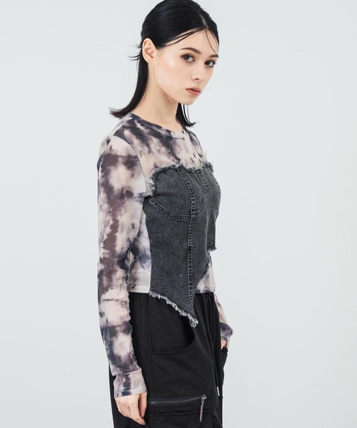 ANAP tシャツ デニムビスチェ ドッキング シアートップス