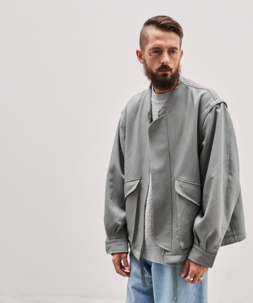 LIDNM リドム ニットブルゾン サイズM グレー LIDnM 「LIDNM」 ジップアップブルゾン LARGE グレー メンズ