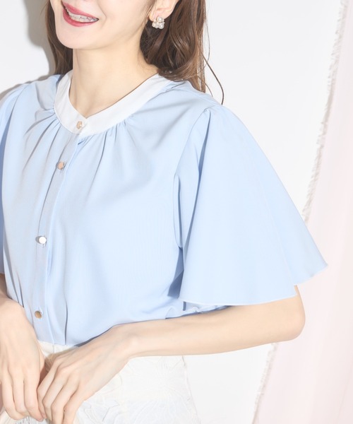 お値下げ　toujours ブラウス　シャツ　オーガニックコットン tocco closet ブラウス シャツ 「ZOZO限定」前後2WAY配色