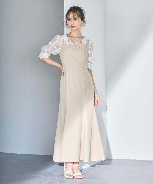 シャツドッキングワンピース 31 Sons de mode ワンピース 2025春夏新作 シアーチェックシャツ