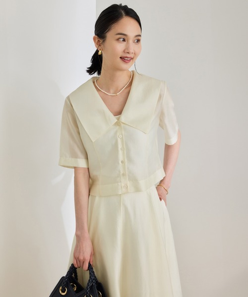 ROPEシャイニーシアーブラウス ROPE' ブラウス シャツ 「洗える」シャイニーシアーブラウス