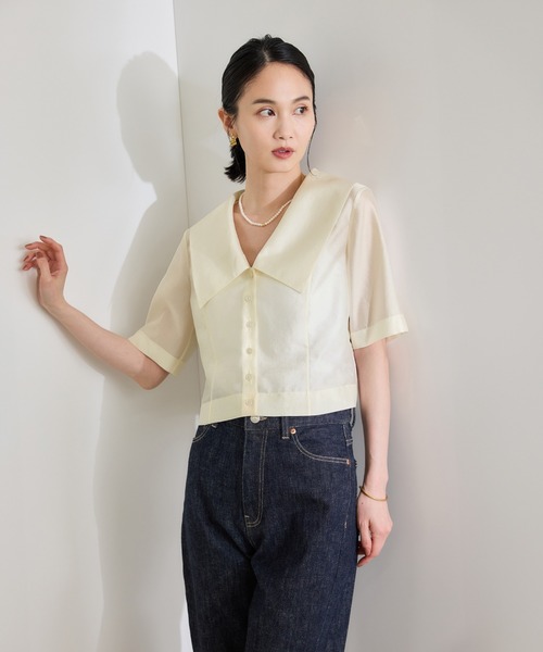 ROPEシャイニーシアーブラウス ROPE' ブラウス シャツ 「洗える」シャイニーシアーブラウス