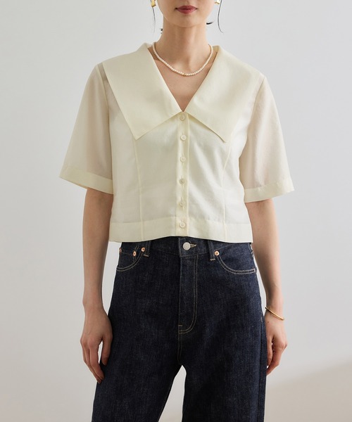 美品⭐︎ 【洗える】シャイニーシアーブラウス　綺麗め ROPE' ブラウス シャツ 「洗える」シャイニーシアーブラウス
