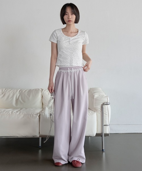 りおん出品 UNE MANSION パンツ フロントピンタックラブリーレース
