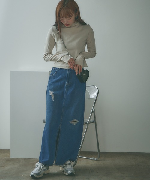 BLANK（ブランク） デニムスカート Crushed long Denim Skirt