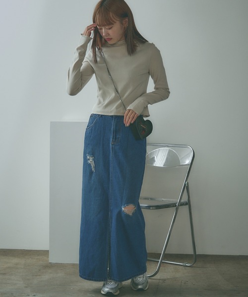 BLANK（ブランク） デニムスカート Crushed long Denim Skirt 