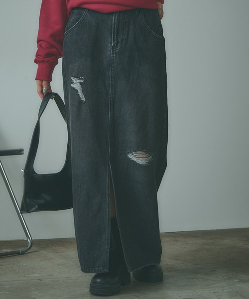 BLANK（ブランク） デニムスカート Crushed long Denim Skirt