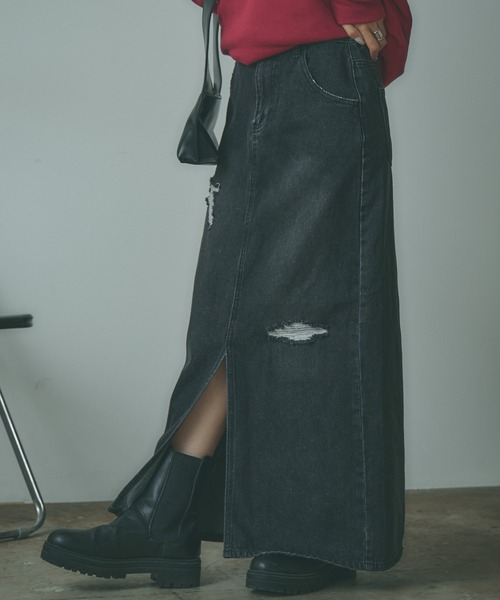 BLANK（ブランク） デニムスカート Crushed long Denim Skirt