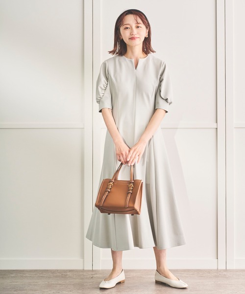 Sirin ワンピース 「手洗いOK・UVカット」ハーフパフ袖フレア Sirin ワンピース 「手洗いOK・UVカット」ハーフパフ袖フレア