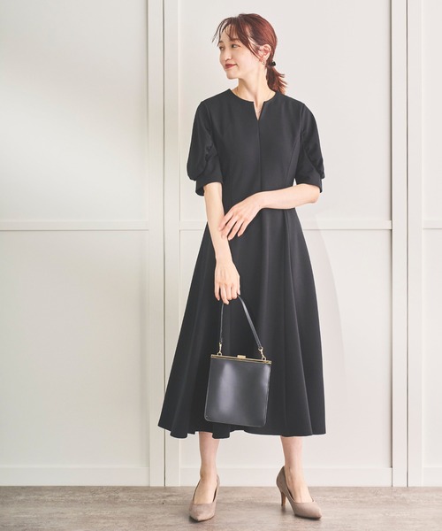 Sirin ワンピース 「手洗いOK・UVカット」ハーフパフ袖フレア Sirin ワンピース 「手洗いOK・UVカット」ハーフパフ袖フレア