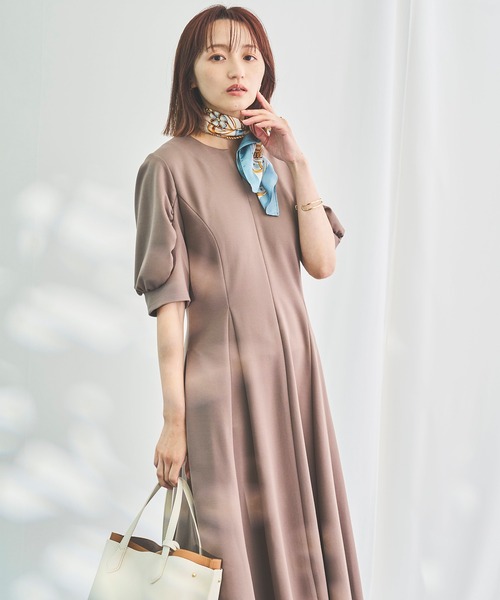 Sirin ワンピース 「手洗いOK・UVカット」ハーフパフ袖フレア Sirin ワンピース 「手洗いOK・UVカット」ハーフパフ袖フレア