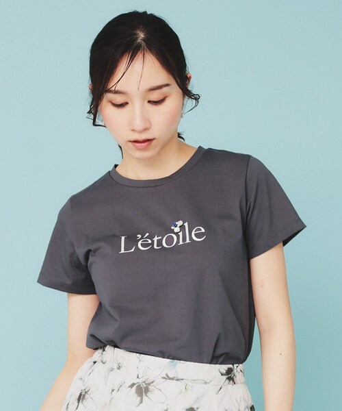 index（インデックス） tシャツ 「美人百花掲載」ビジュー付きロゴT