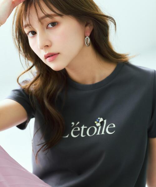 index（インデックス） tシャツ 「美人百花掲載」ビジュー付きロゴT