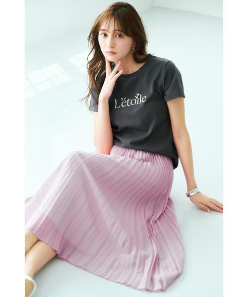 ビジュー付きロゴTシャツ index（インデックス） tシャツ 「美人百花掲載」ビジュー付きロゴT