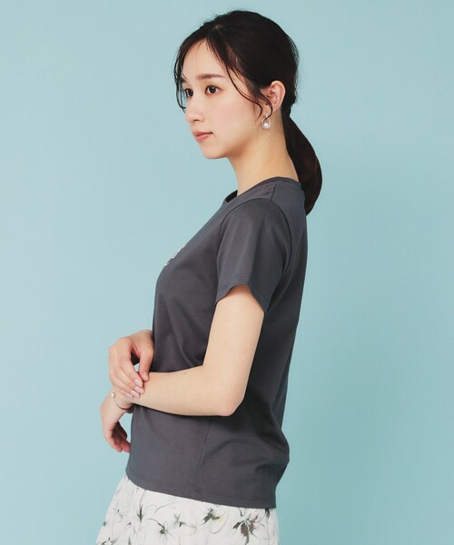ビジュー付きロゴTシャツ index（インデックス） tシャツ 「美人百花掲載」ビジュー付きロゴT