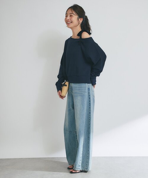 tシャツ 「オトナガーリー」ミニ裏毛オフショルリボンプルオーバー レディース La boutique Bonbon tシャツ 「オトナガーリー」ミニ裏毛