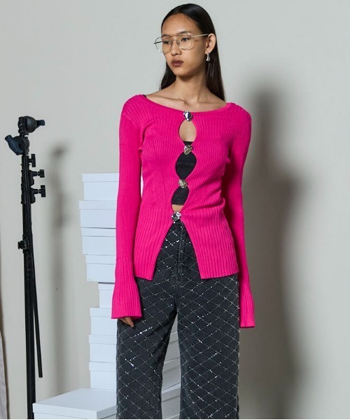 ニット セーター 「25AW PRE-ORDER」Button Slit 2way  Knit Tops/ボタンスリット2WAYニット「MAISON MAISON SPECIAL ニット セーター 「25AW PRE-ORDER」Button Slit