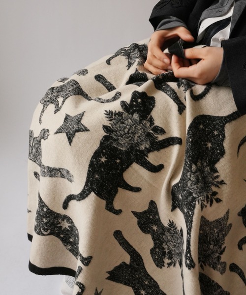 【☪︎ 夜空星月 ☪︎様】ブランケット他　三毛猫柄ラビットボアファー Port（ポート） ブランケット 「 」 ムーン キャット モチーフ