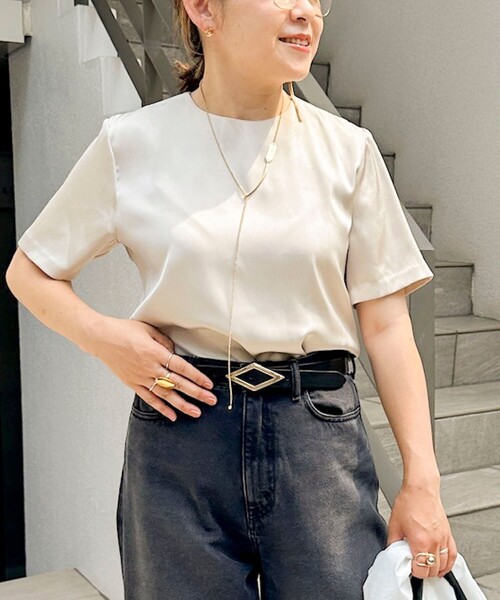 「NOLLEY'S」 半袖ブラウス 38 ベージュ レディース_画像9