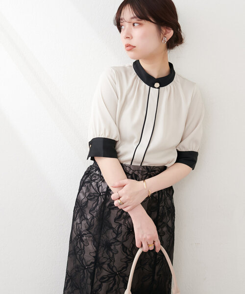 「natural couture」 半袖ブラウス FREE オフホワイト レディース_画像3