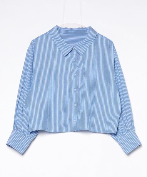 archivio 水色　長袖トップス　40 archives（アルシーヴ） ストライプ柄長袖シャツ M ブルー レディース