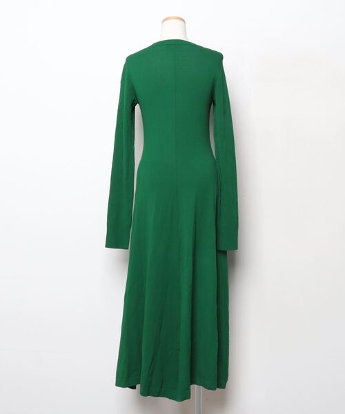 美品　UN3D.　アンスリード　アウトシームリブコンビワンピース　36　グリーン UN3D.（アンスリード）の「アウトシームリブコンビワンピース
