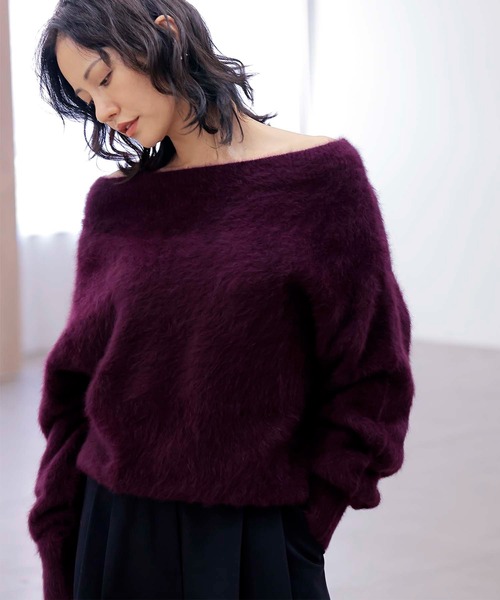 Jines（ジネス） ニット セーター フォックスカシミヤ オフショルダー