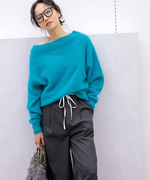 カシミヤプルオーバー Jines ニット セーター フォックスカシミヤ オフショルダープル