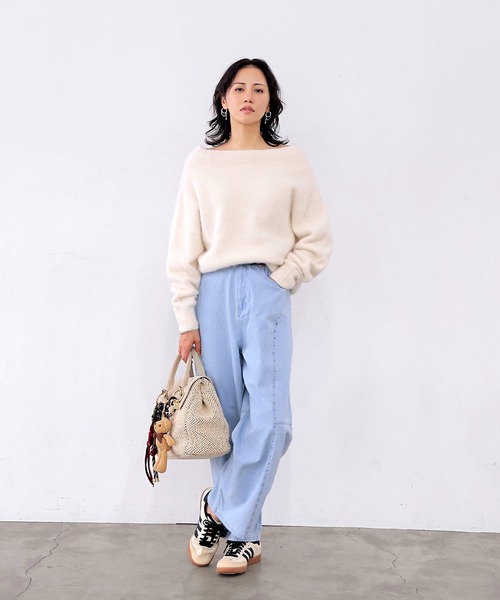 Jines（ジネス） ニット セーター フォックスカシミヤ オフショルダー